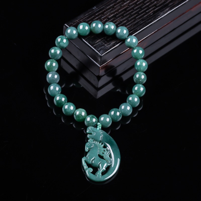 Jewelry & Watches Ltd - Natural Jadeite Blue Water Zodiac Horse