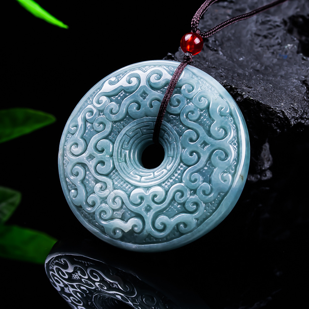 Jewelry & Watches Ltd - Natural Burmese Jadeite Flower Pendant Necklace
