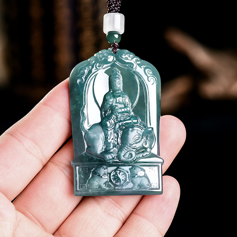 Jewelry & Watches Ltd - Natural Burmese Jadeite Guanyin Pendant Necklace