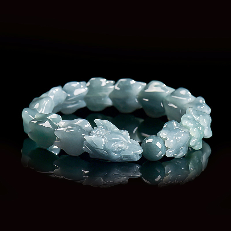 Jewelry & Watches Ltd - Blue Burmese Jadeite Dragon Bracelet Carved