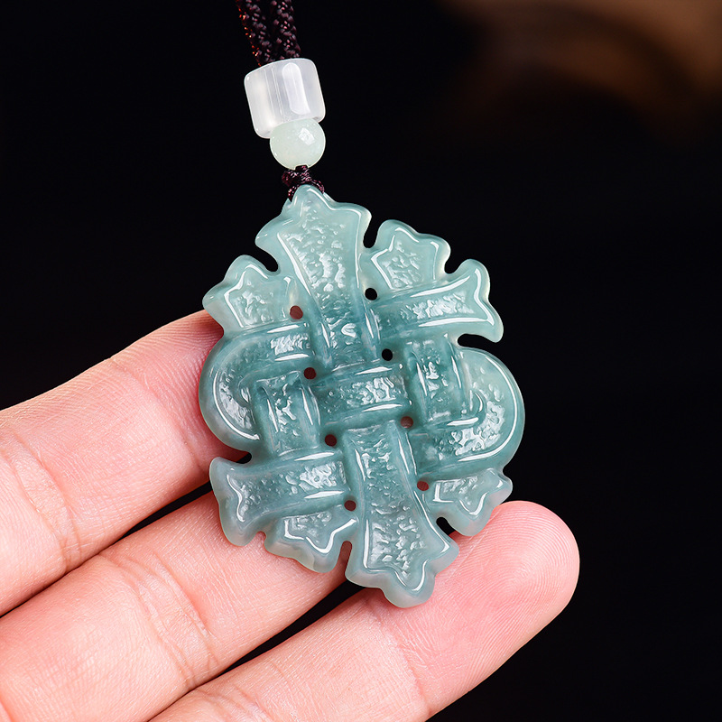 Jewelry & Watches Ltd - Natural Burmese Jadeite Chinese Knot Pendant