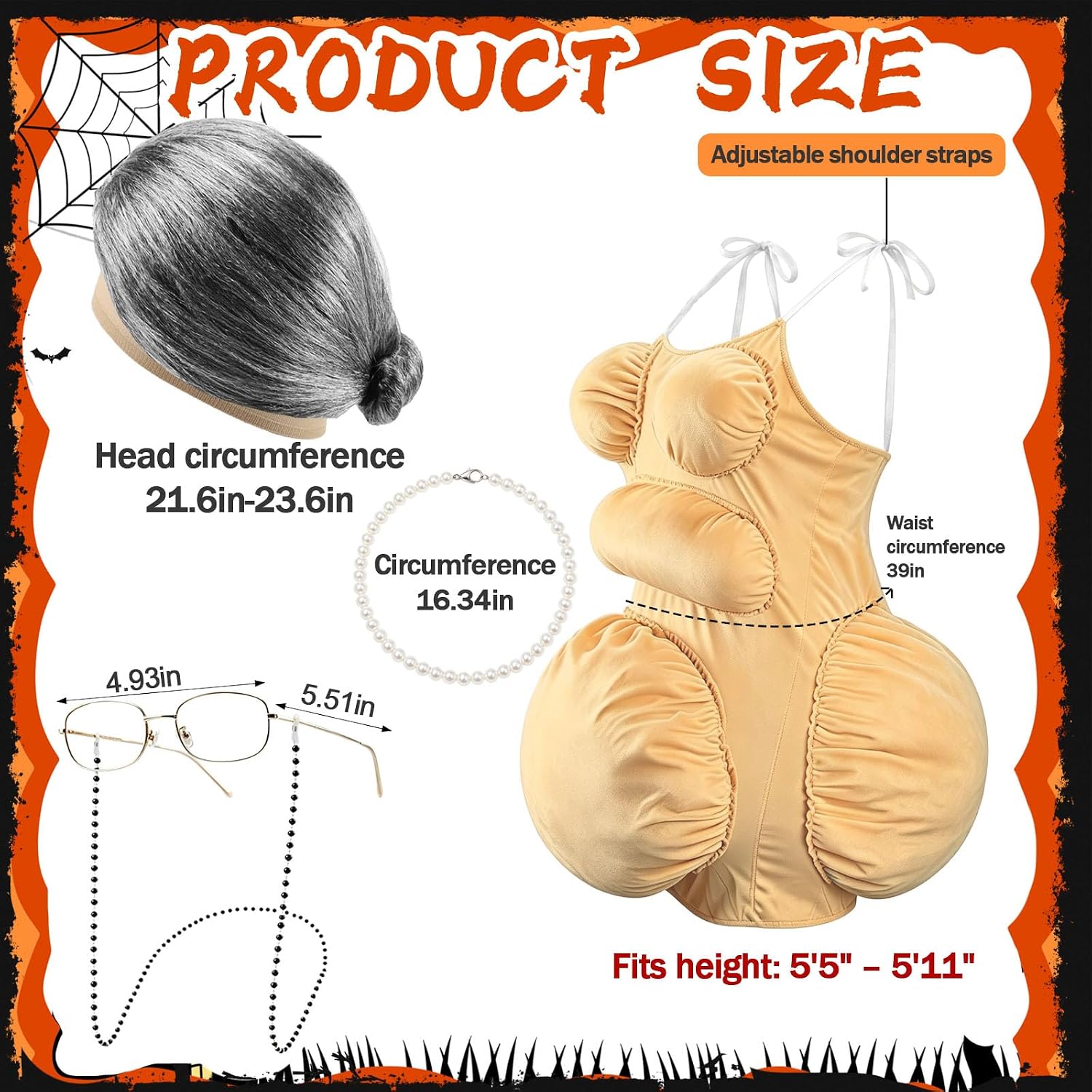 Fat Old Lady Costume Set Fake  - Pearl Necklace recension och pris