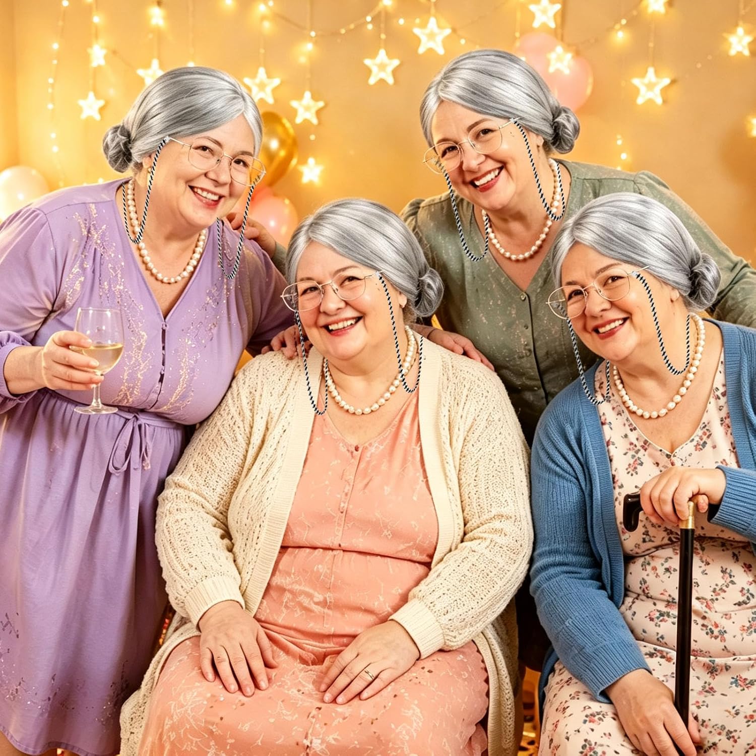 Fat Old Lady Costume Set Fake  - Pearl Necklace recension och pris