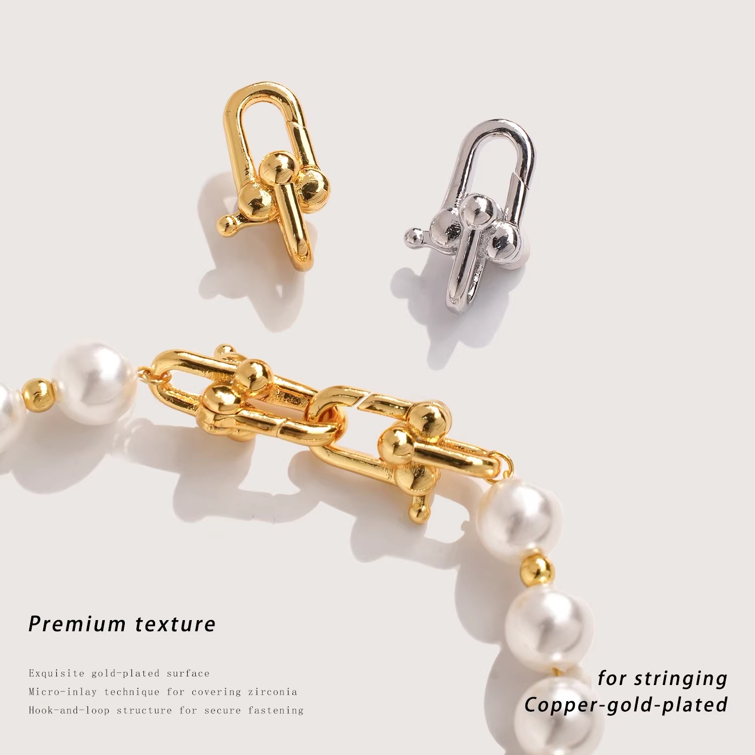 18K Gold Plated Press Clasp, D - Pearl Necklace recension och pris